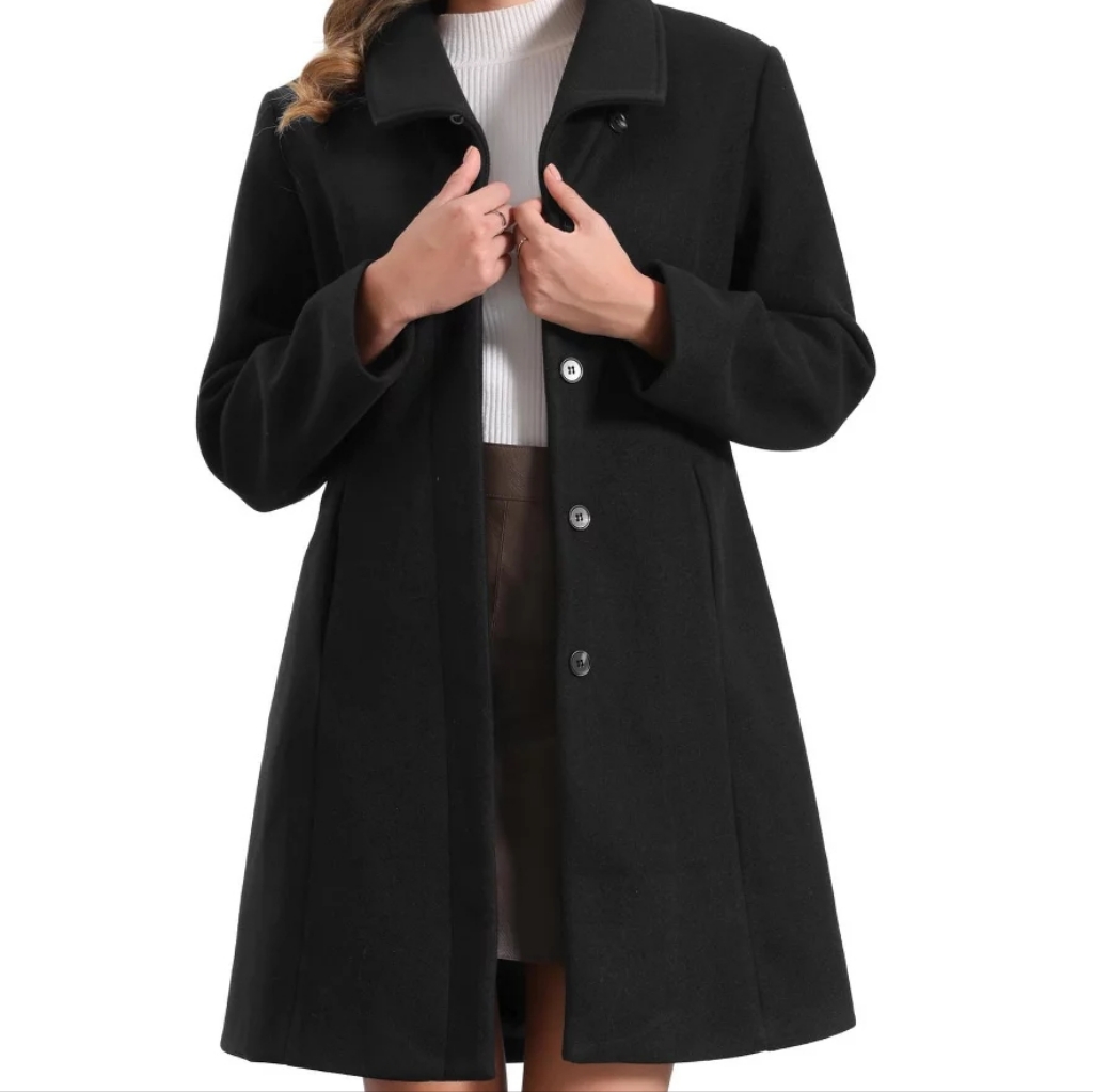 Euc Merona Beautiful Size Small Long Black Wool Overcoat!